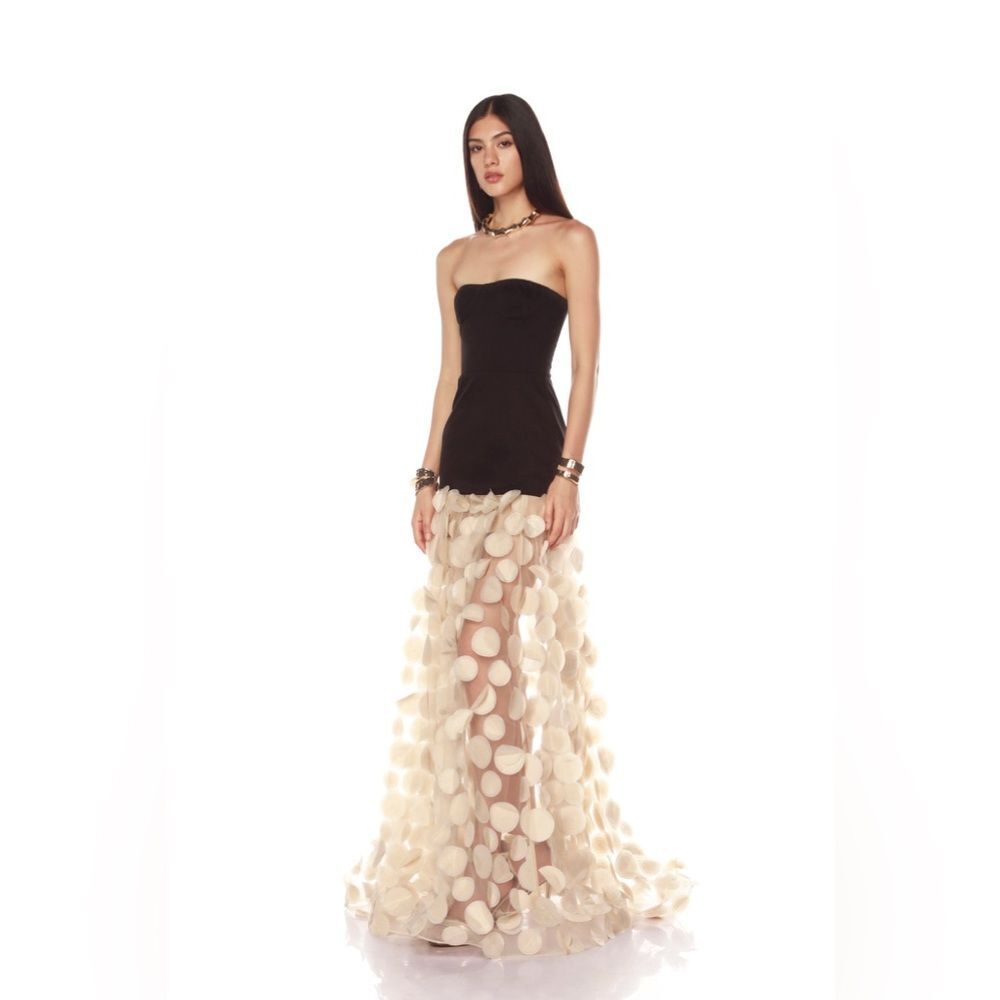 NWOT BRONX AND BANCO Harper Strapless Black and Beige Gown, wedding guest dress - Picture 2 of 15